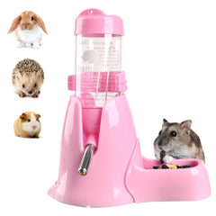 Shudyear 3in1 pet water dispenser pink bottle with no-drip design to prevent spills.