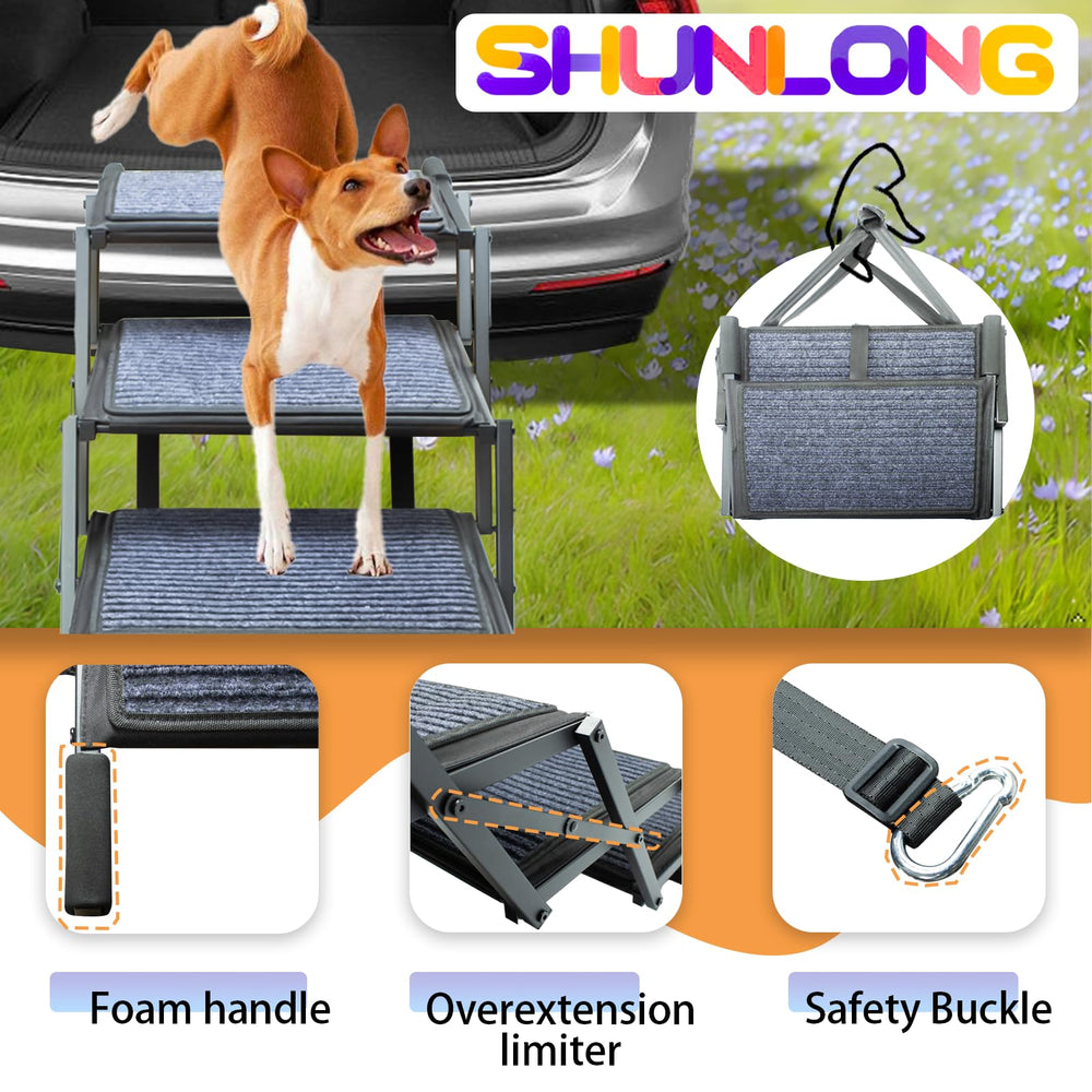 SHUNLONG dog ramp anti-slip surface offers traction in wet conditions.