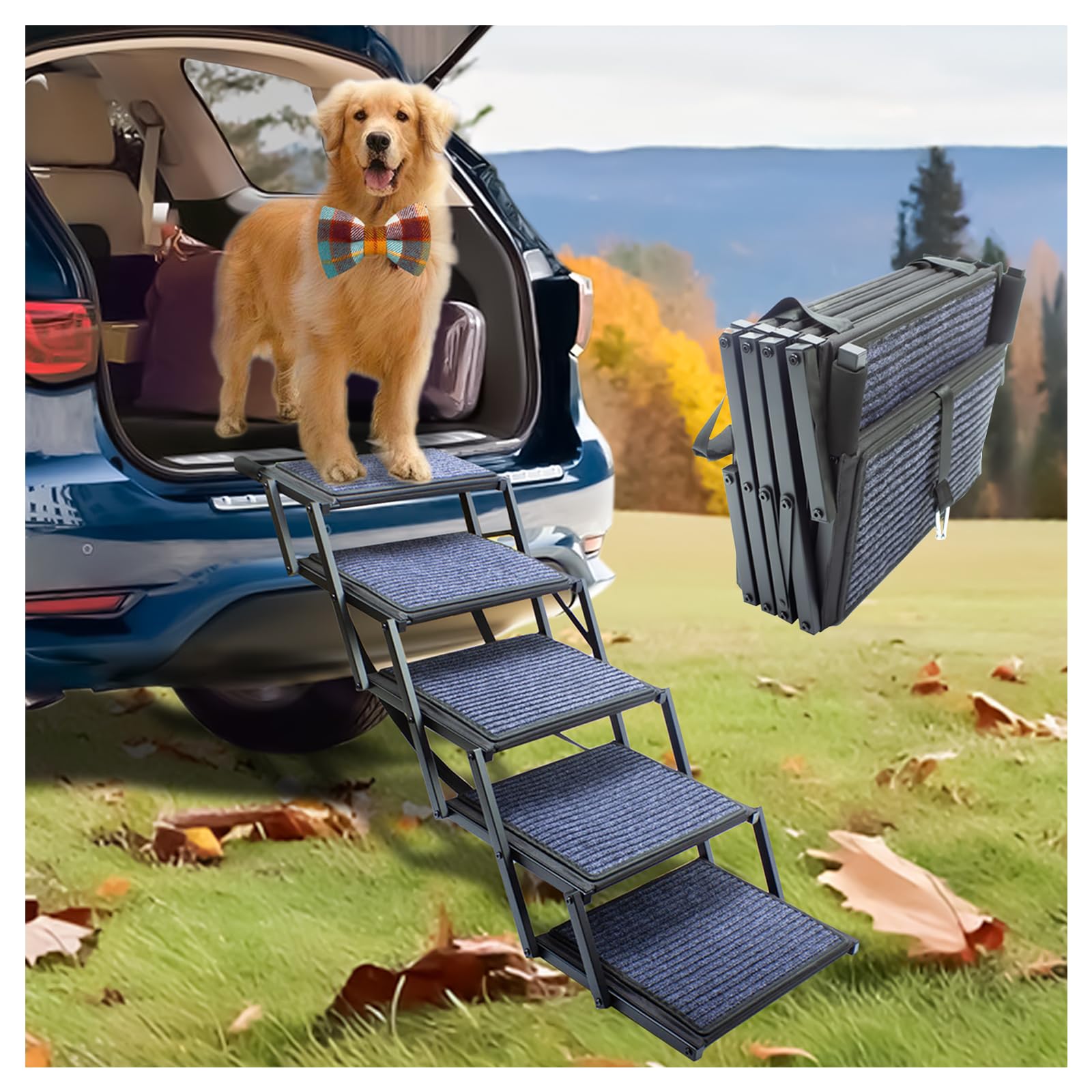 SHUNLONG dog ramp folded-compact design enables easy storage and travel.