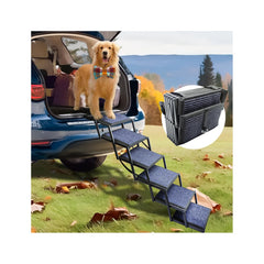 SHUNLONG dog ramp folded compact for easy storage and travel.