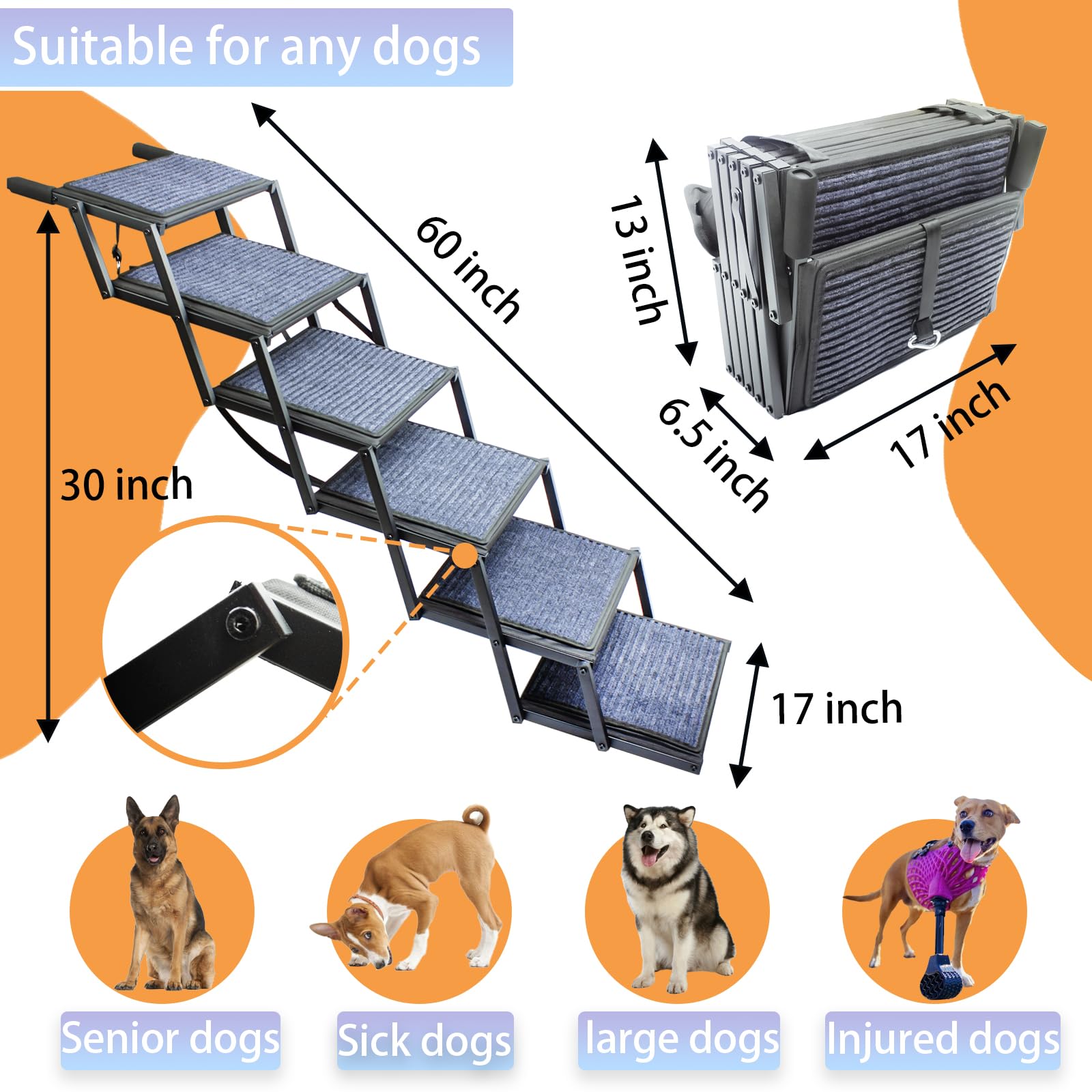 SHUNLONG dog stairs in vehicle demonstrate convenient on-the-go use.