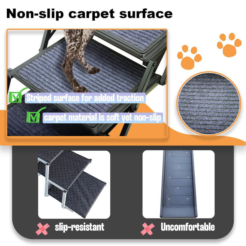 SHUNLONG extra-wide dog ramp folded-compact provides easy storage after use.