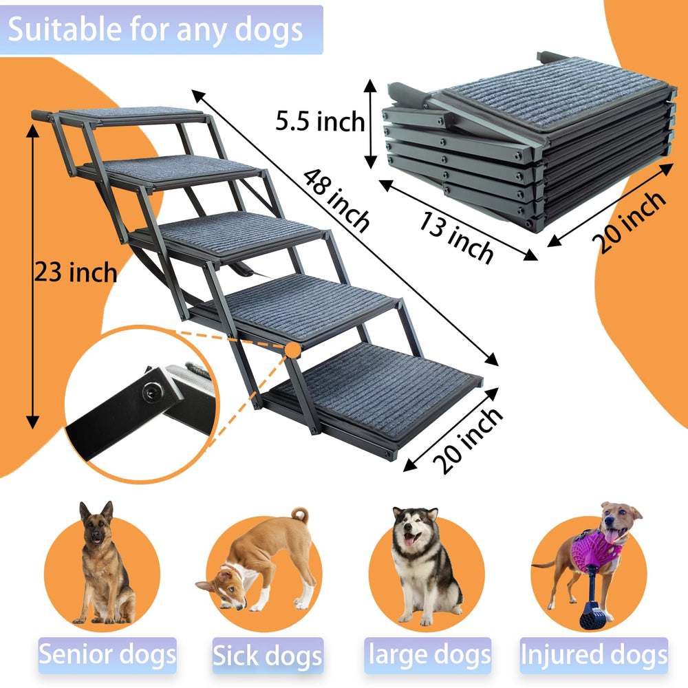 SHUNLONG extra-wide dog ramp safety-locks secure setup for wobble-free use.