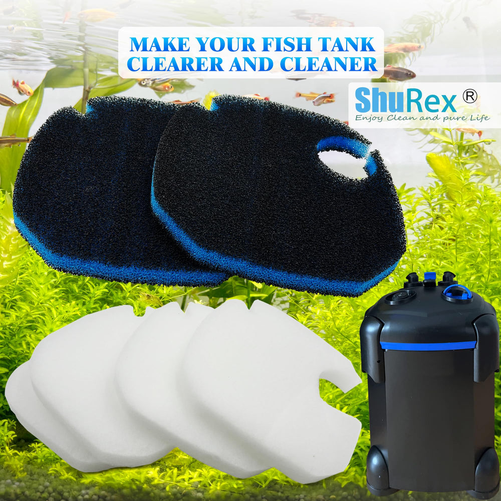 Shurex water-clarity demo illustrates clearer aquarium water after filtration.