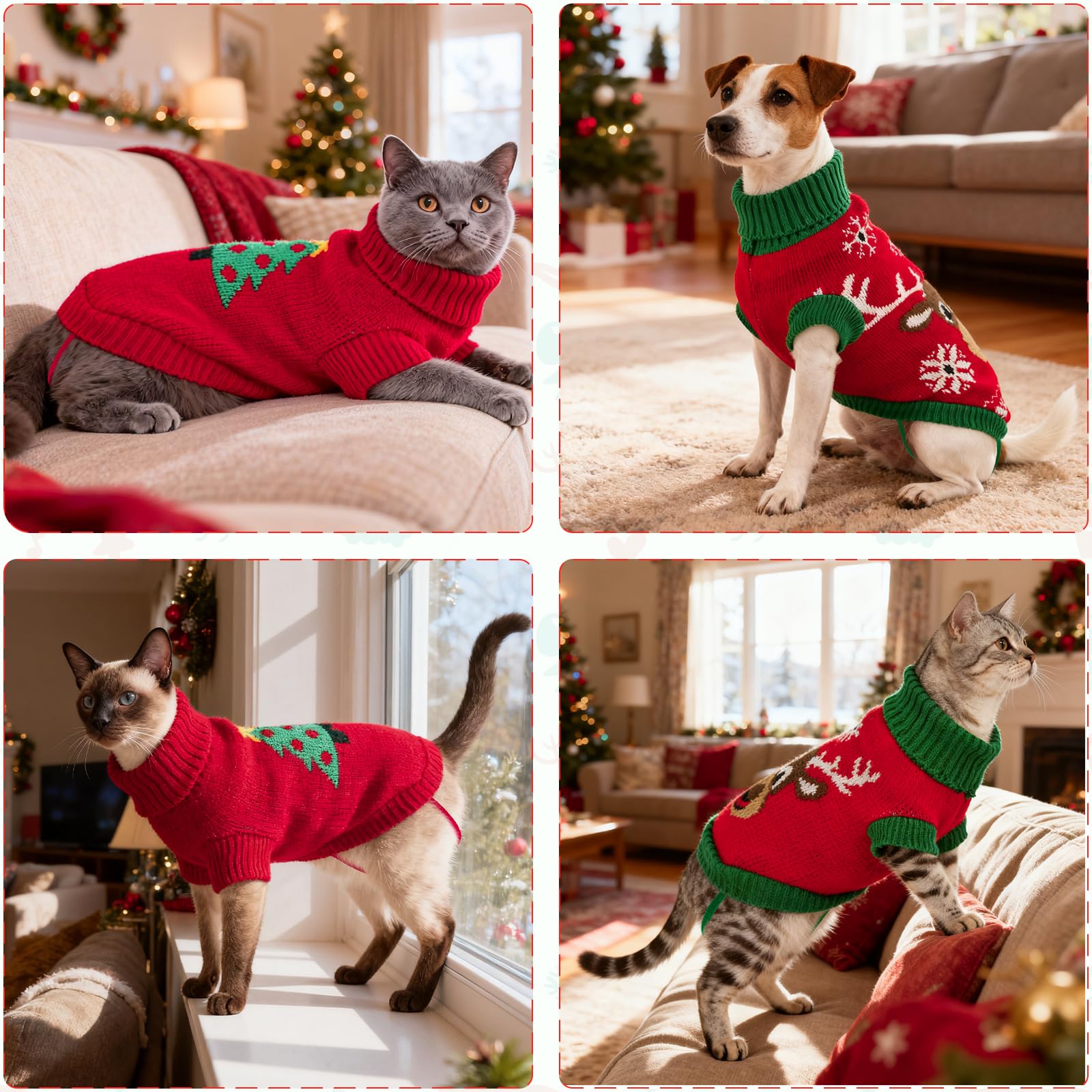 ShuRung dog-cat-warm-wear-on-model demonstrates easy care and festive styling.