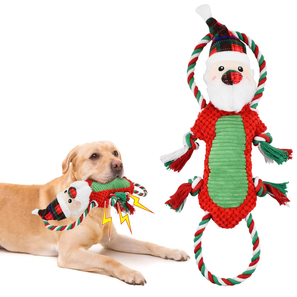 ShuRung Santa squeak toy full-length for engaging play and durable companionship.