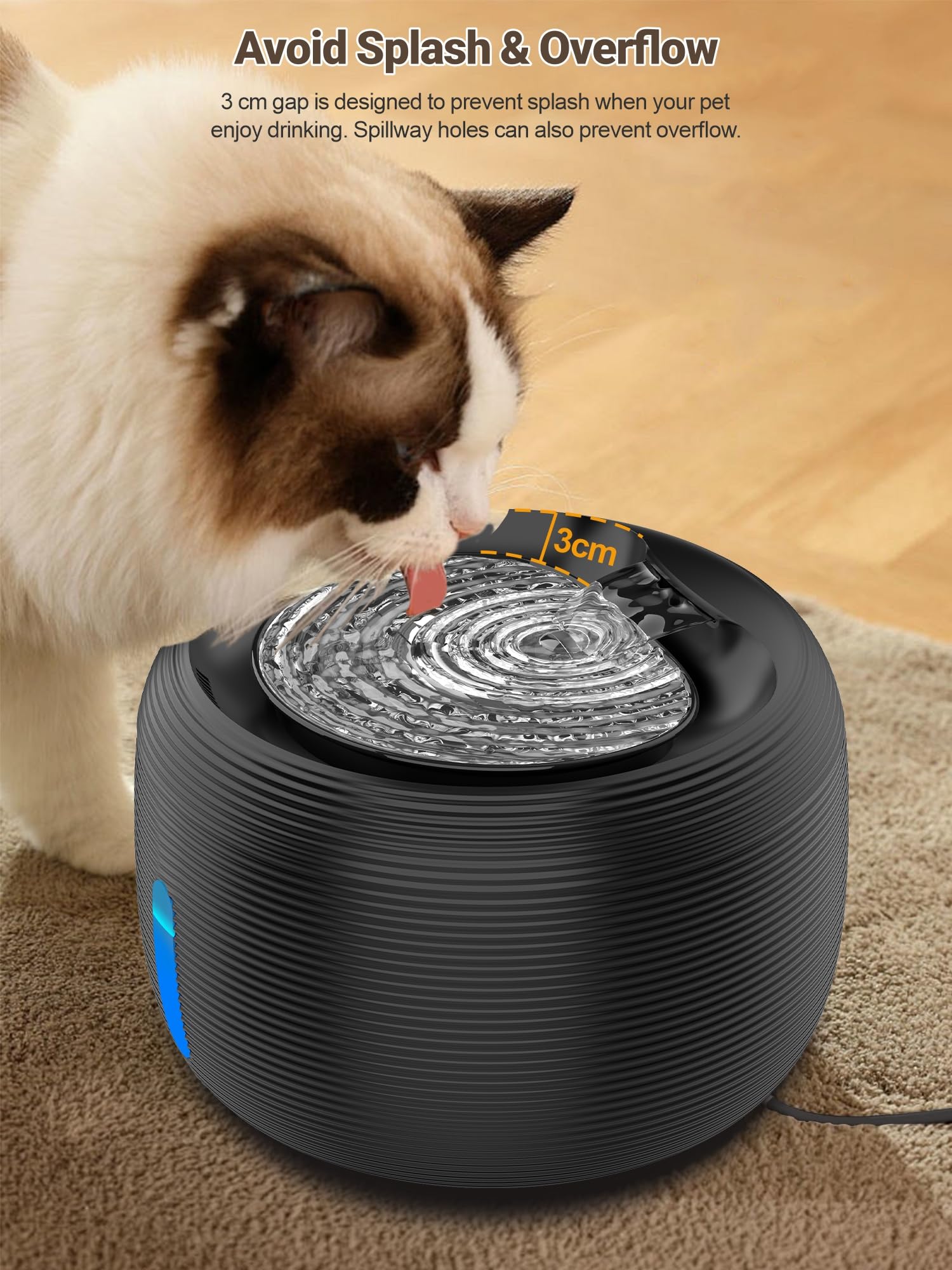 SIBAYS cat fountain easy clean design makes maintenance quick and simple