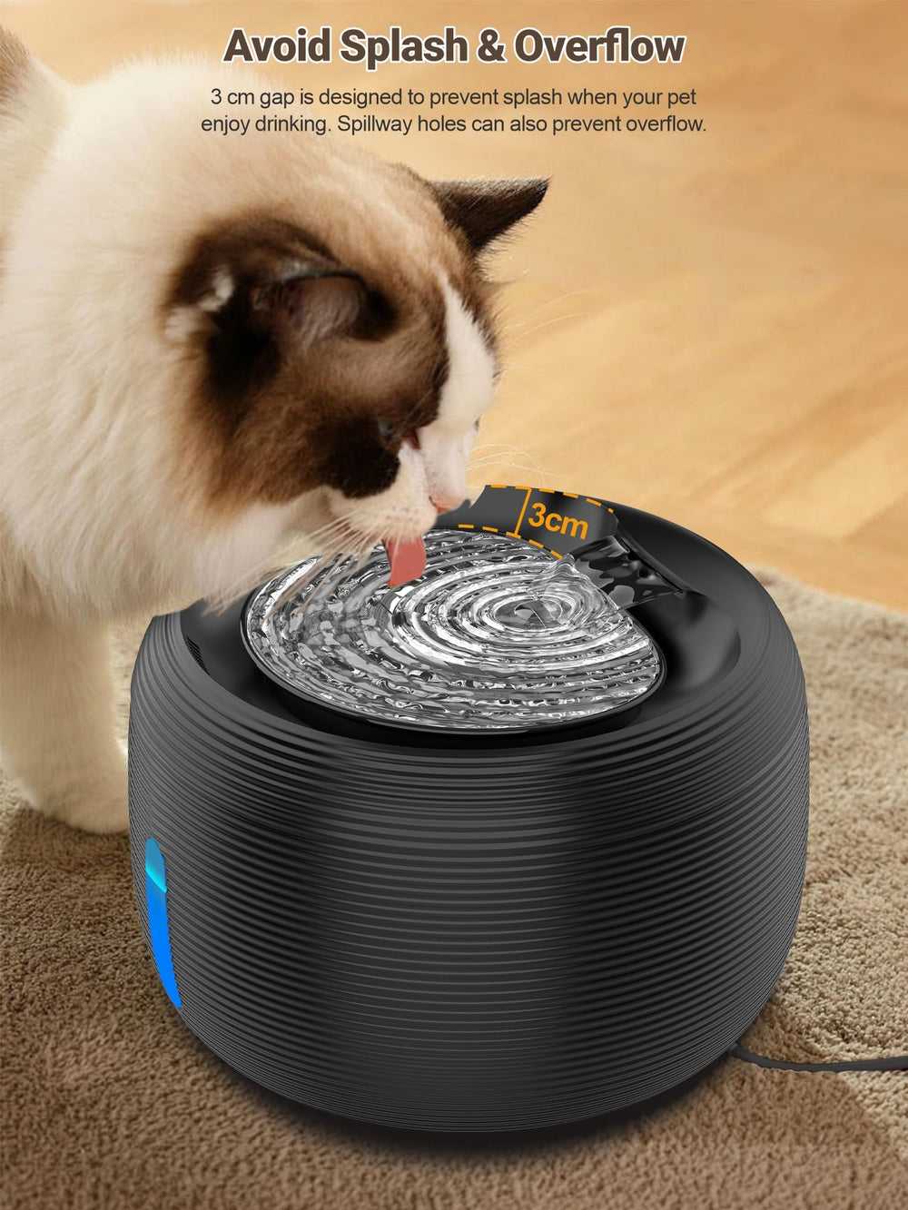SIBAYS cat fountain easy clean design makes maintenance quick and simple