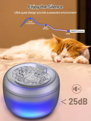SIBAYS cat fountain quiet pump delivers near-silent operation for peaceful nights.