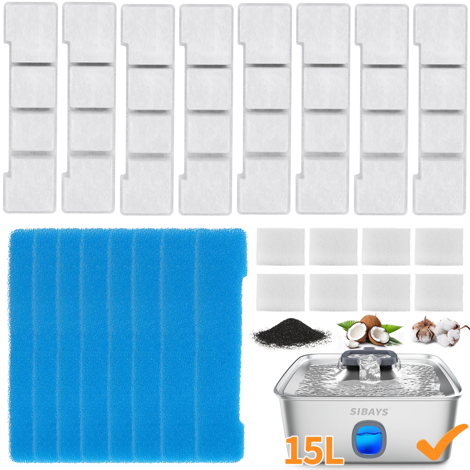 SIBAYS dog water fountain filter pack delivers clean hydration for pets.