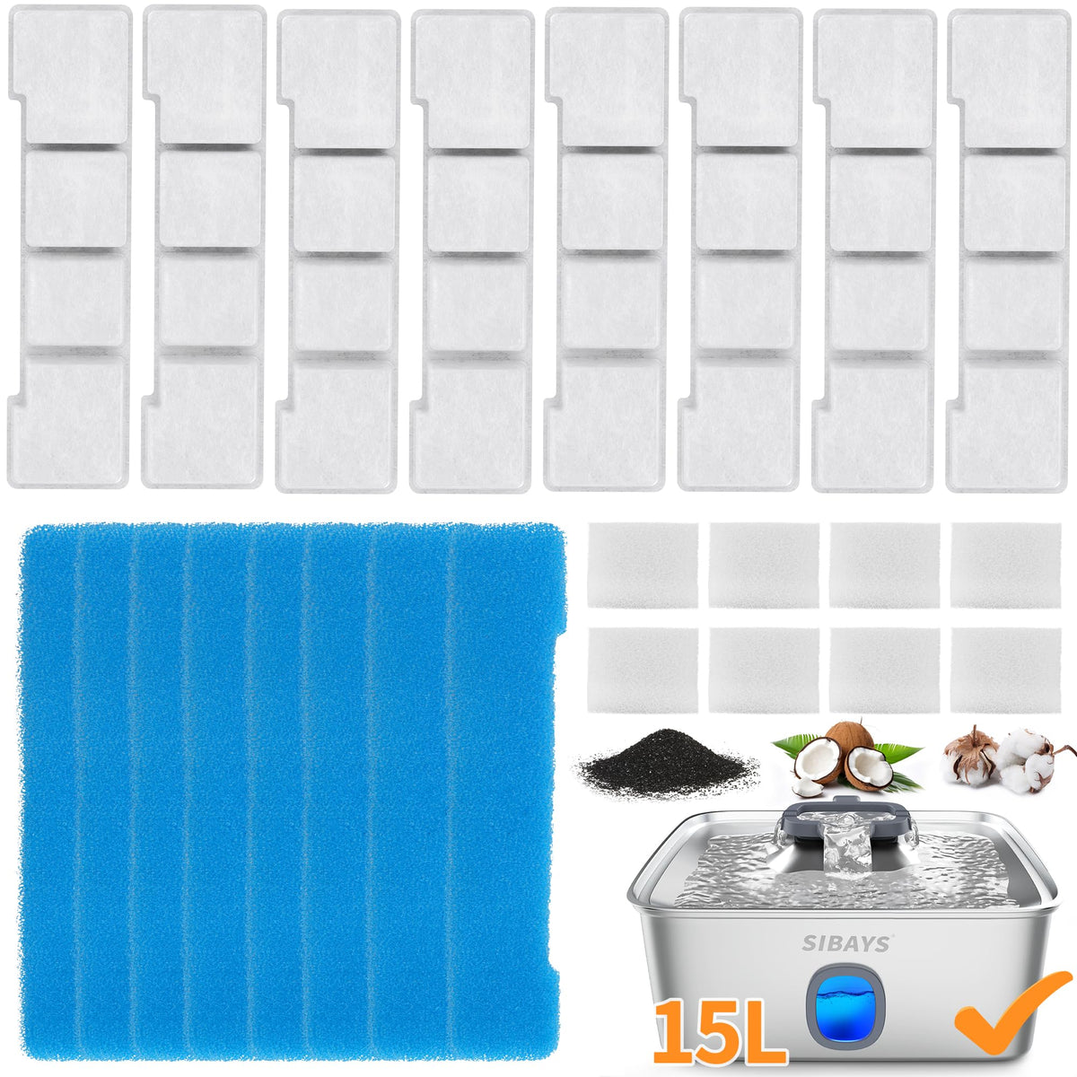 SIBAYS dog water fountain filter pack delivers clean hydration for pets.