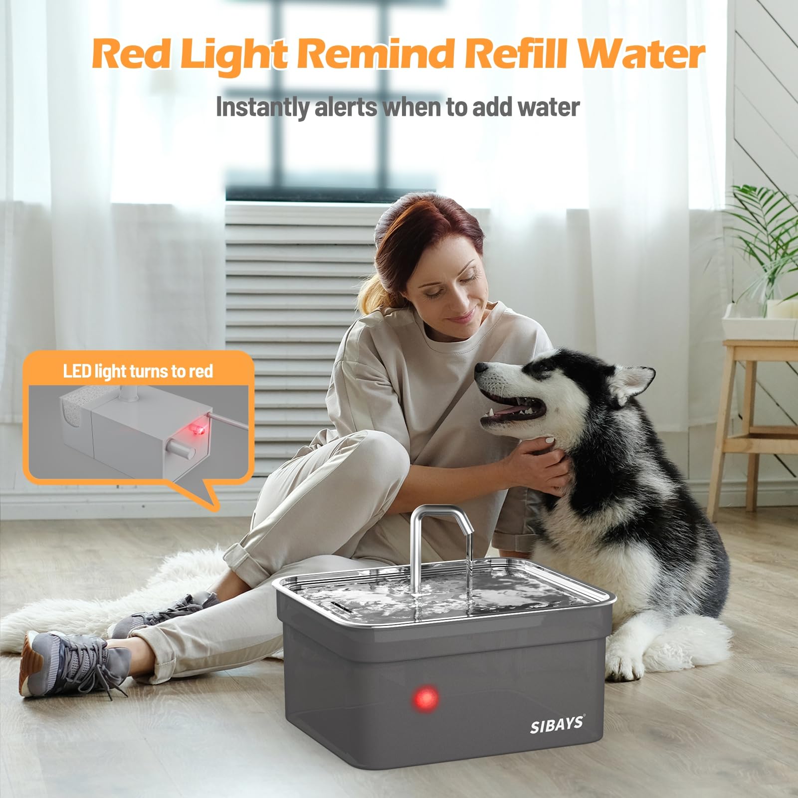 SIBAYS dual-flow design faucet and bubbling flow entices pets to drink more.