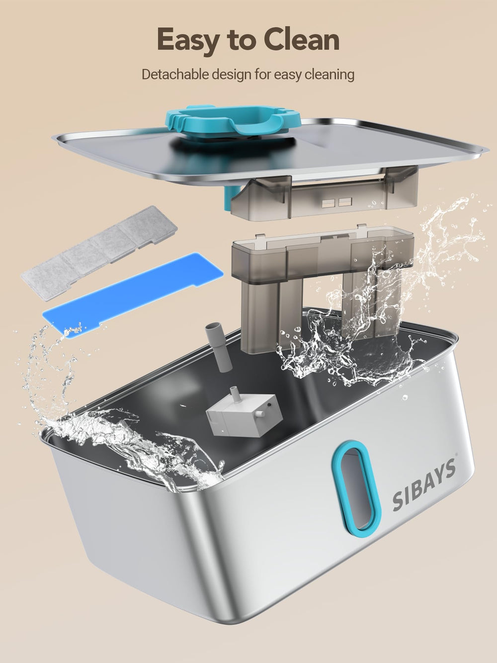 SIBAYS easy to assemble and clean dog fountain for daily use
