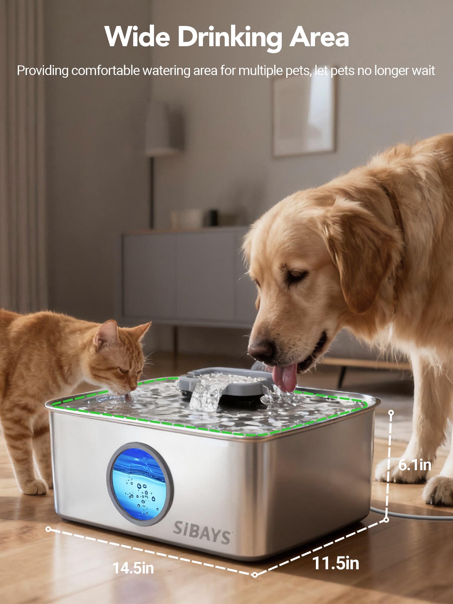SIBAYS easy-to-clean dog fountain enables quick maintenance.
