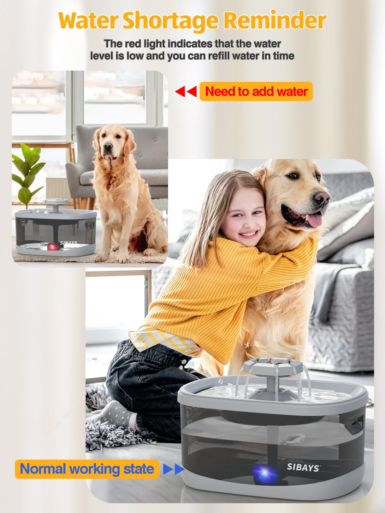 SIBAYS large-dog-cat fountain supports multi-pet homes with shared hydration.
