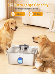 SIBAYS stainless steel dog water fountain is durable and easy to sanitize.