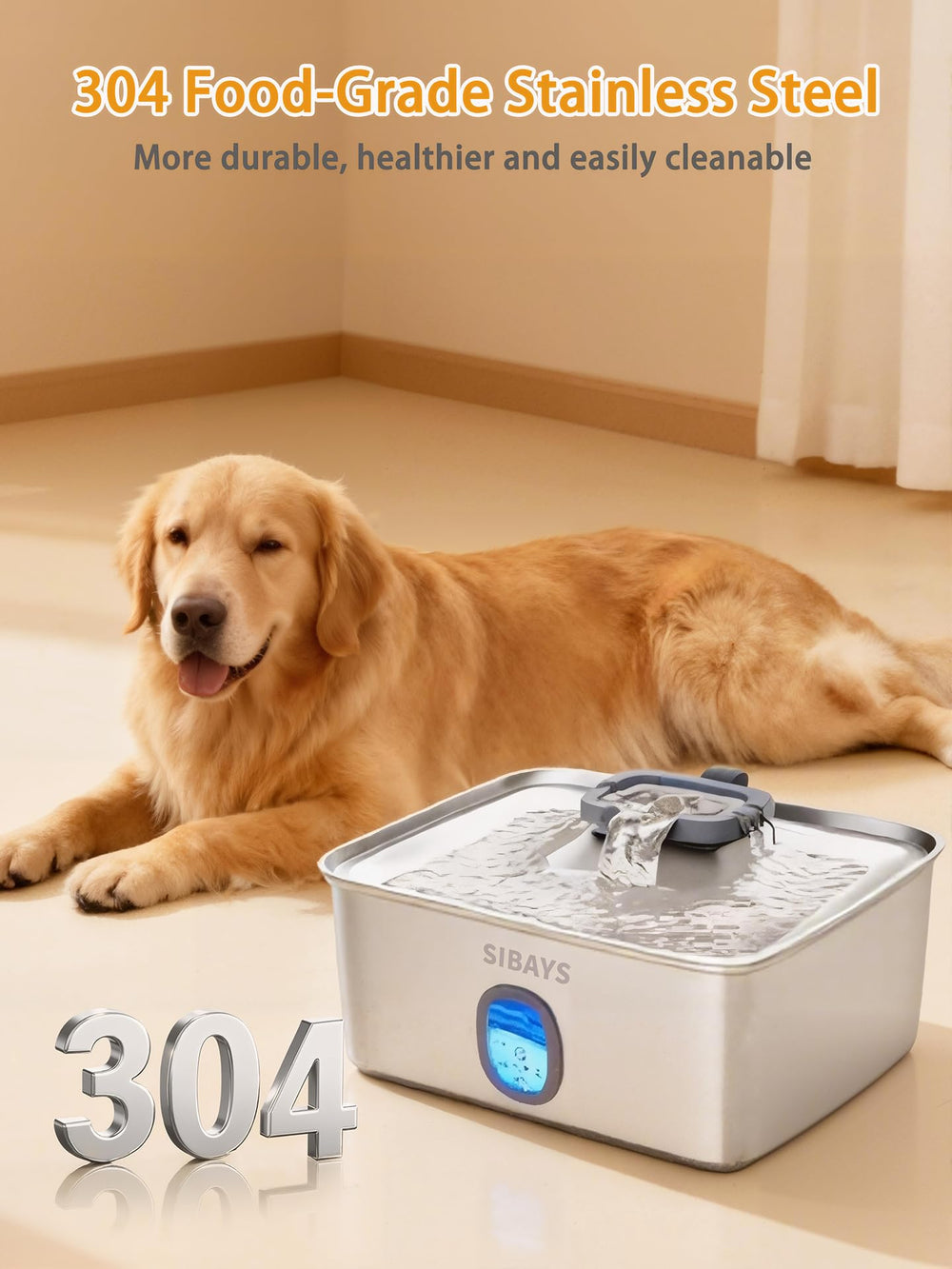 SIBAYS water window and LED light let you monitor water level at a glance.