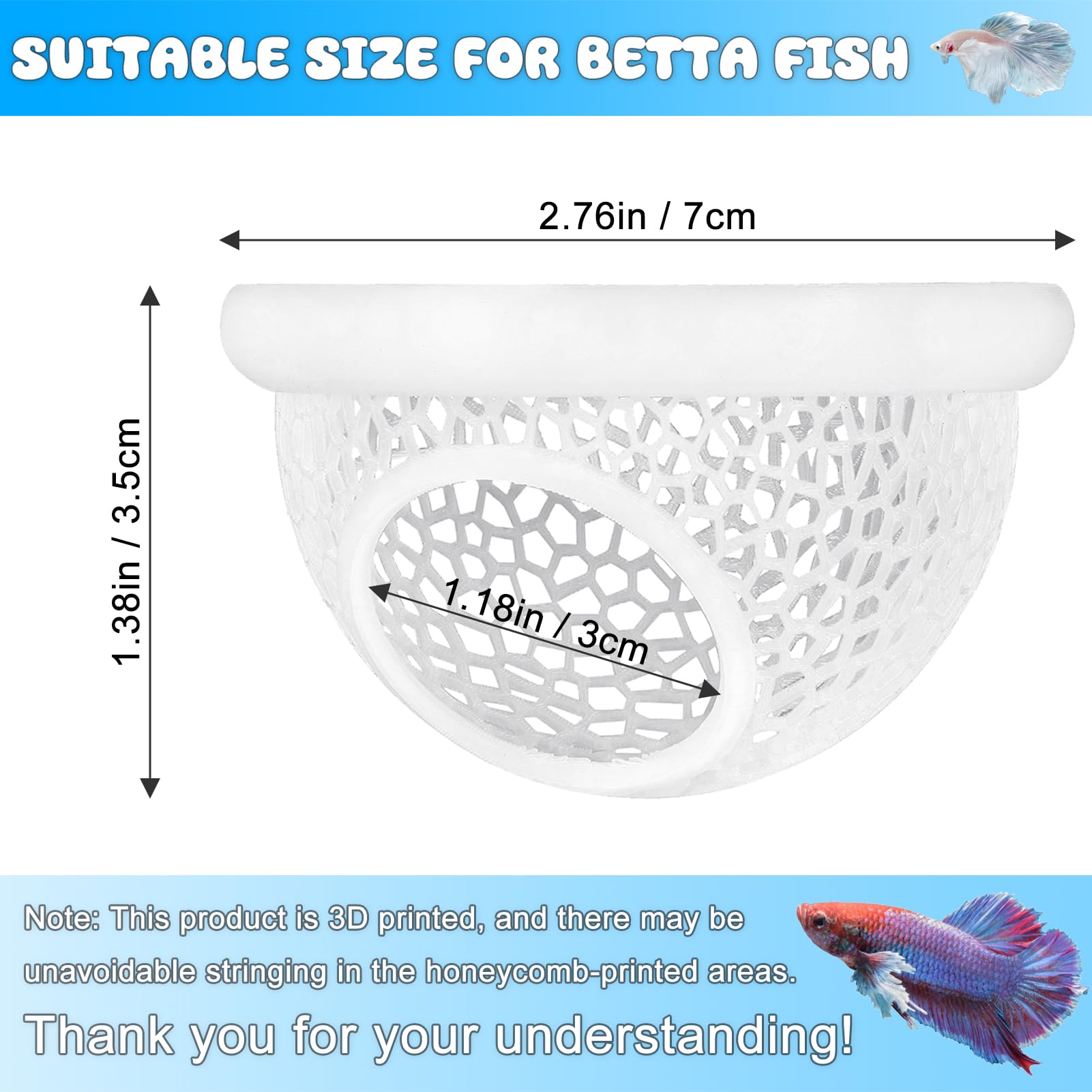 sicutoz Floating Betta Hide Shrimp Cave side view highlights safe resting spot in small tanks