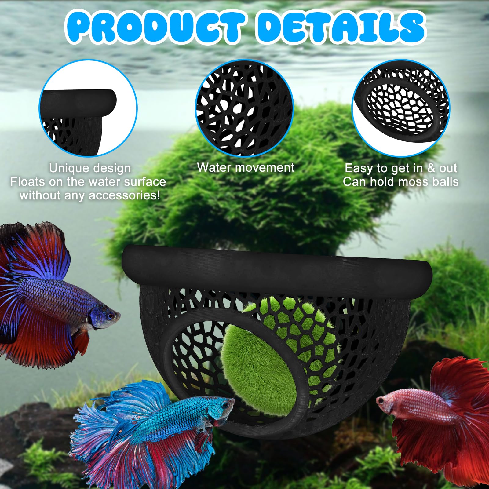 Sicutoz natural floating resting spot mirrors wild Betta habitats for restful behavior.