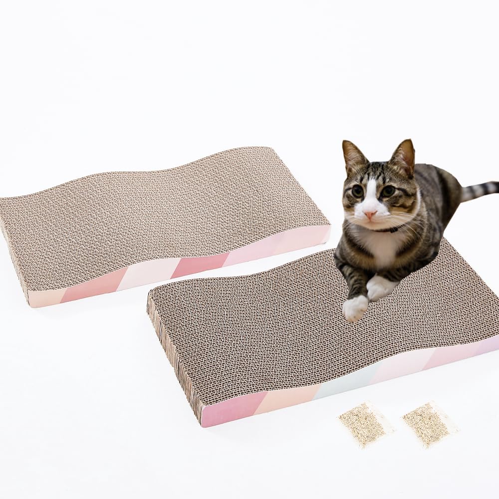 SIDAZON cat scratching board closed view; durable recycled cardboard for lasting scratching