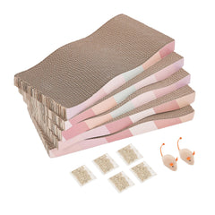 SIDAZON curved wave cat scratching pad in use, guiding comfortable scratching posture