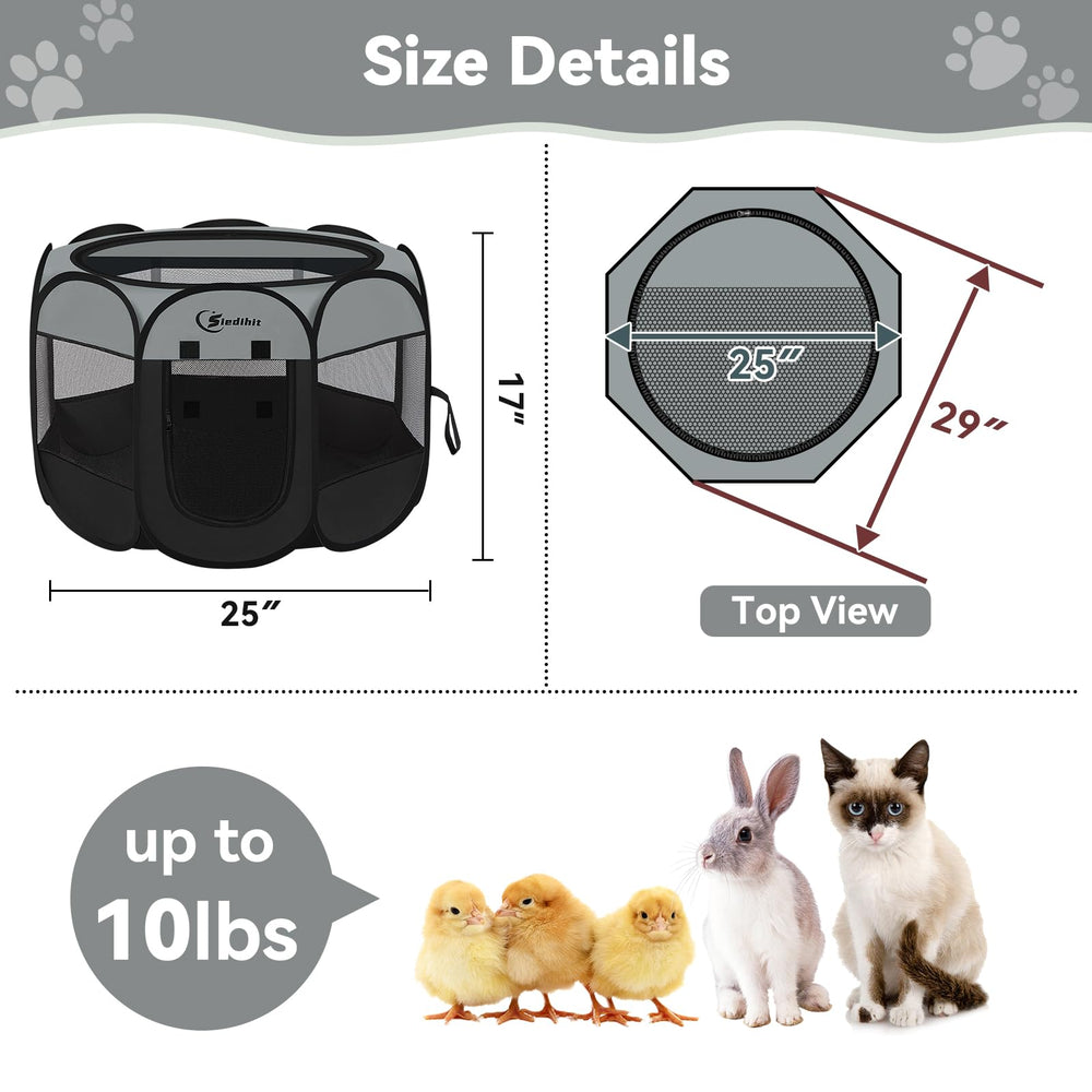 Siedihit dark grey playpen easy-clean fabric for quick maintenance.