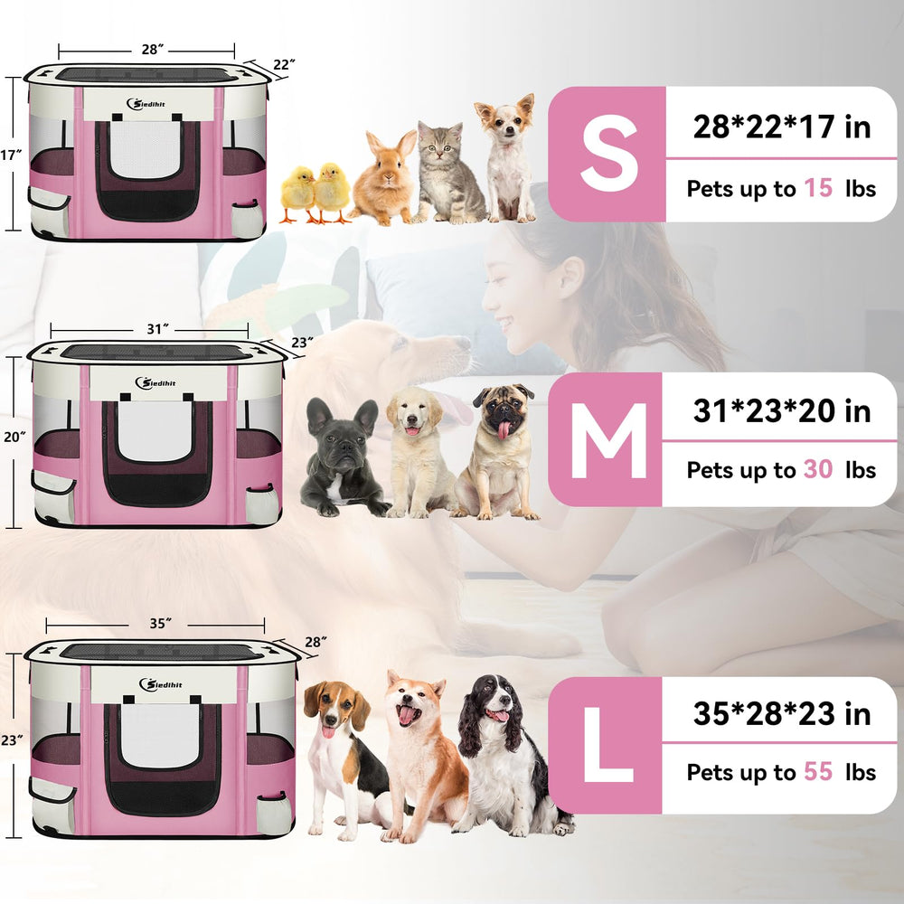 Siedihit dog cat playpen open panel demonstrates easy access from all sides.
