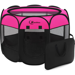 Siedihit dog playpen carrying case enables easy storage and travel.