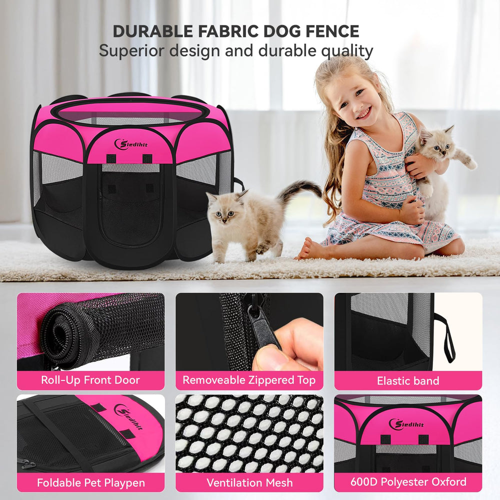 Siedihit dog playpen front-door-access for easy pet entry and exit.