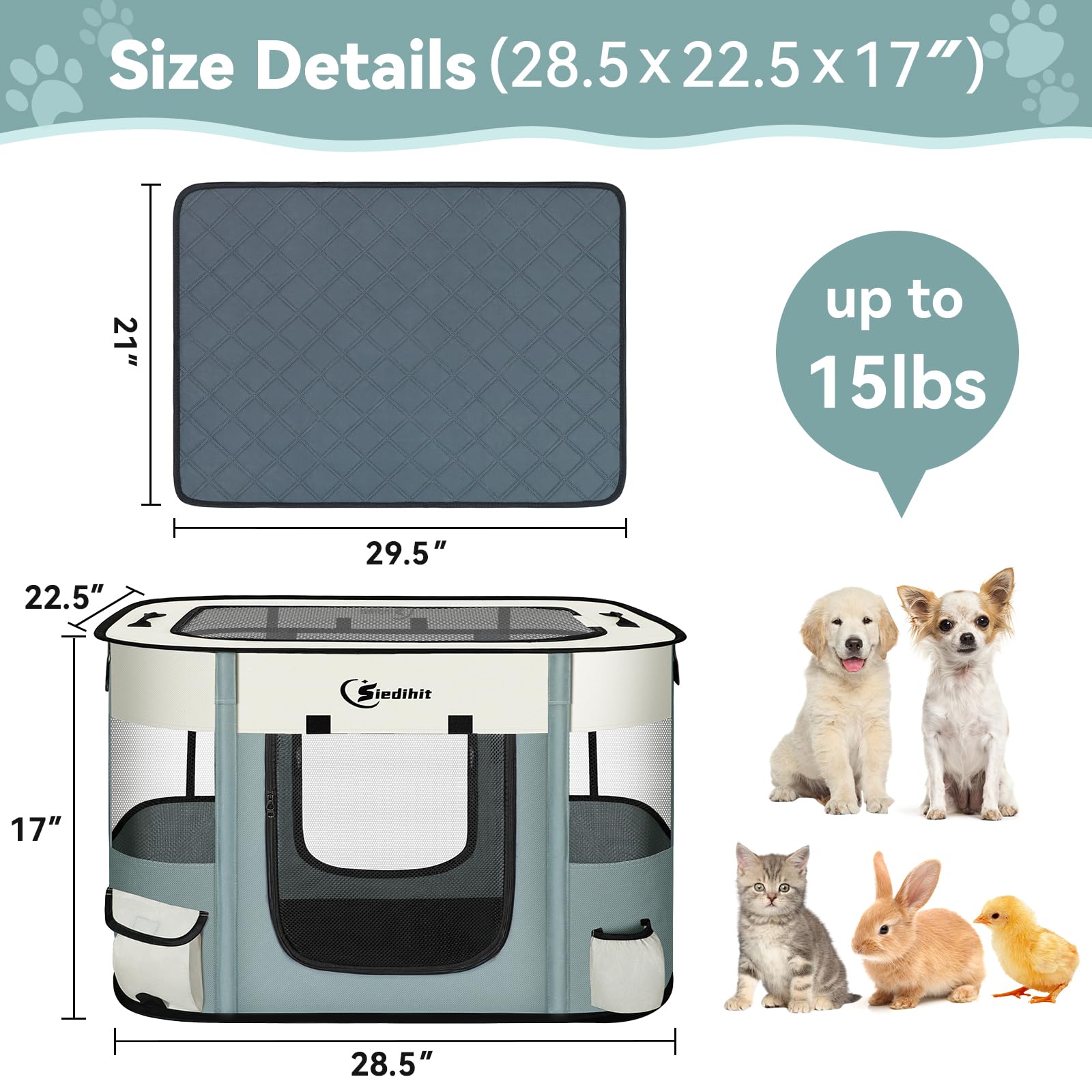 Siedihit dog playpen small size dimensions to pick the right fit.