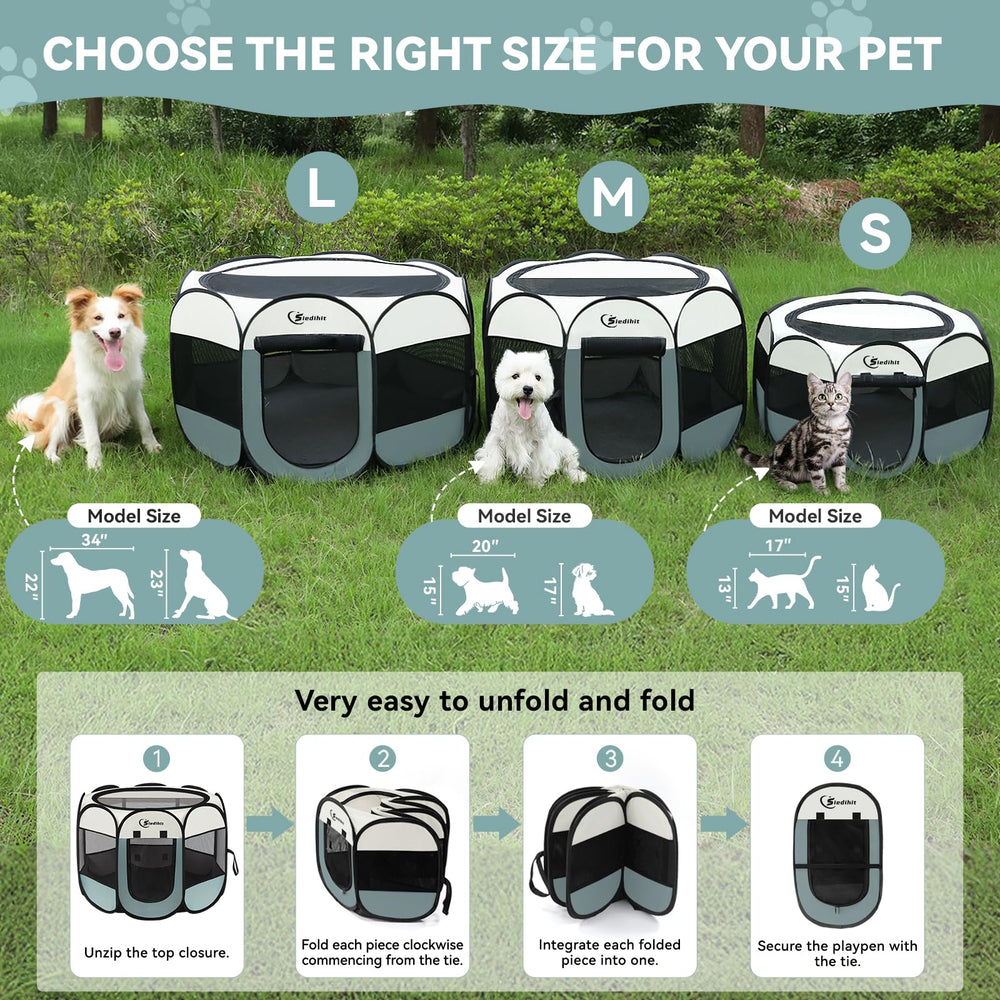 Siedihit dog playpen with washable pee pad highlighting quick cleanup after spills