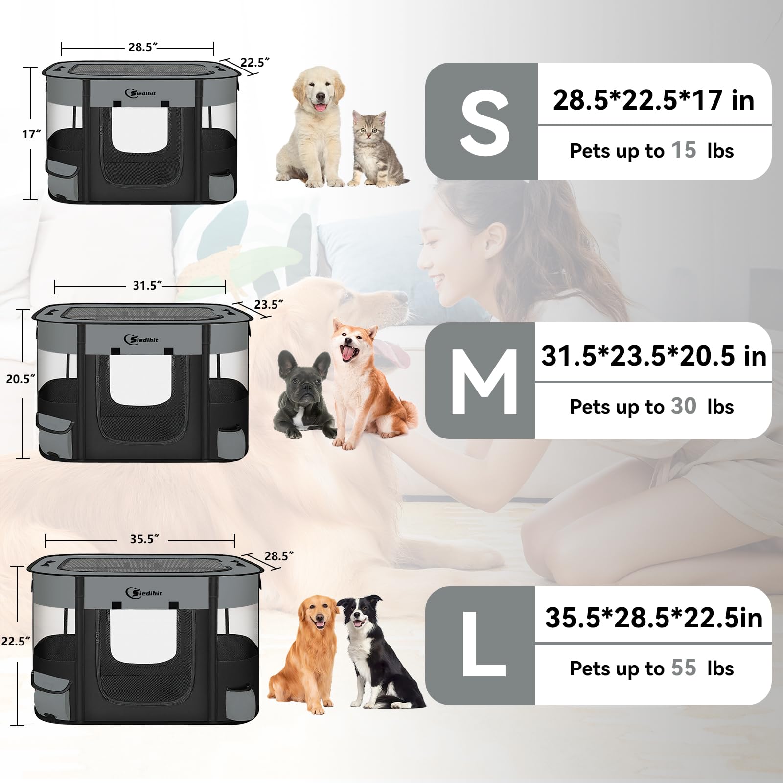 Siedihit large playpen 35x28x23 versatile for rabbits and small pets