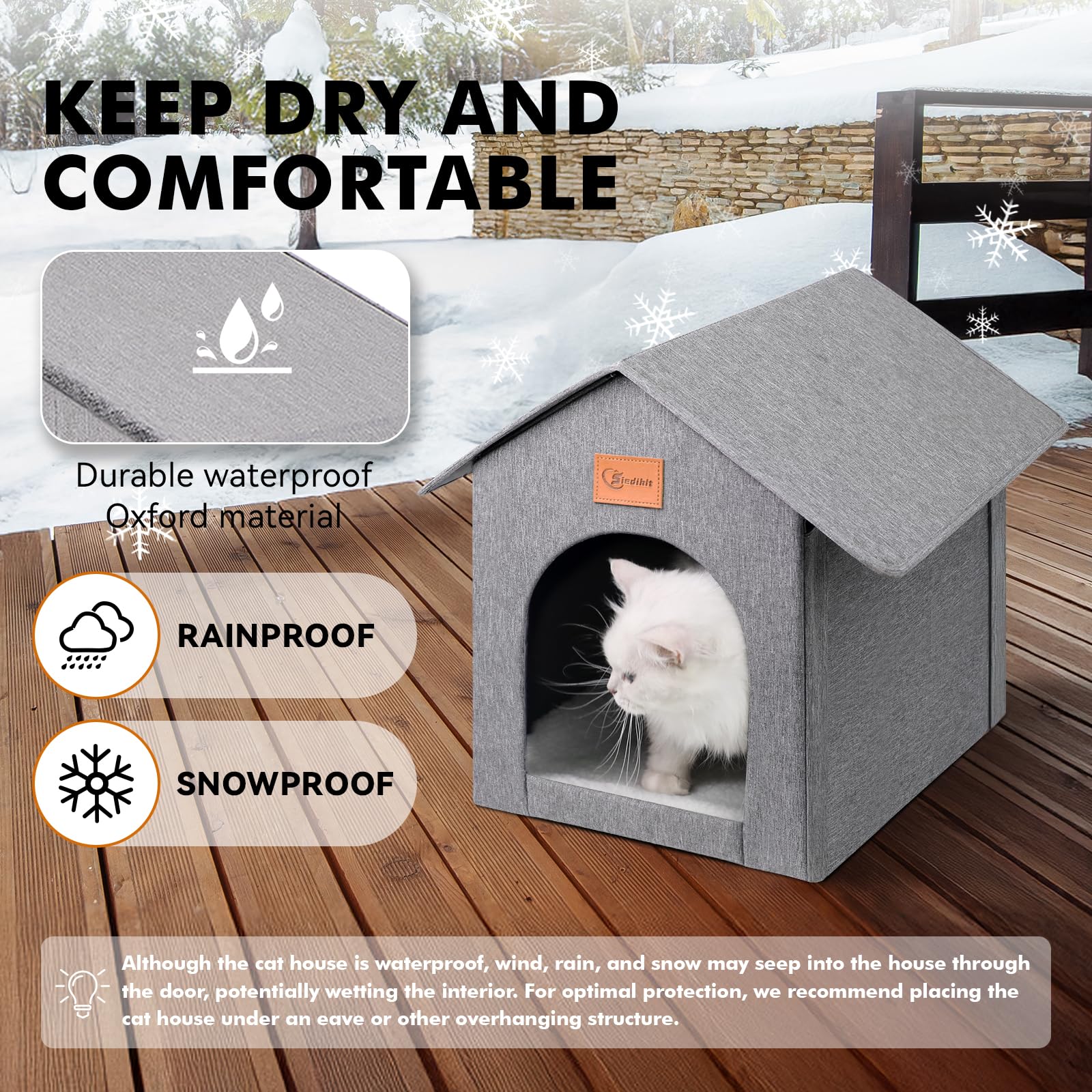 Siedihit Outdoor Cat House entrance detail highlighting easy access for small pets