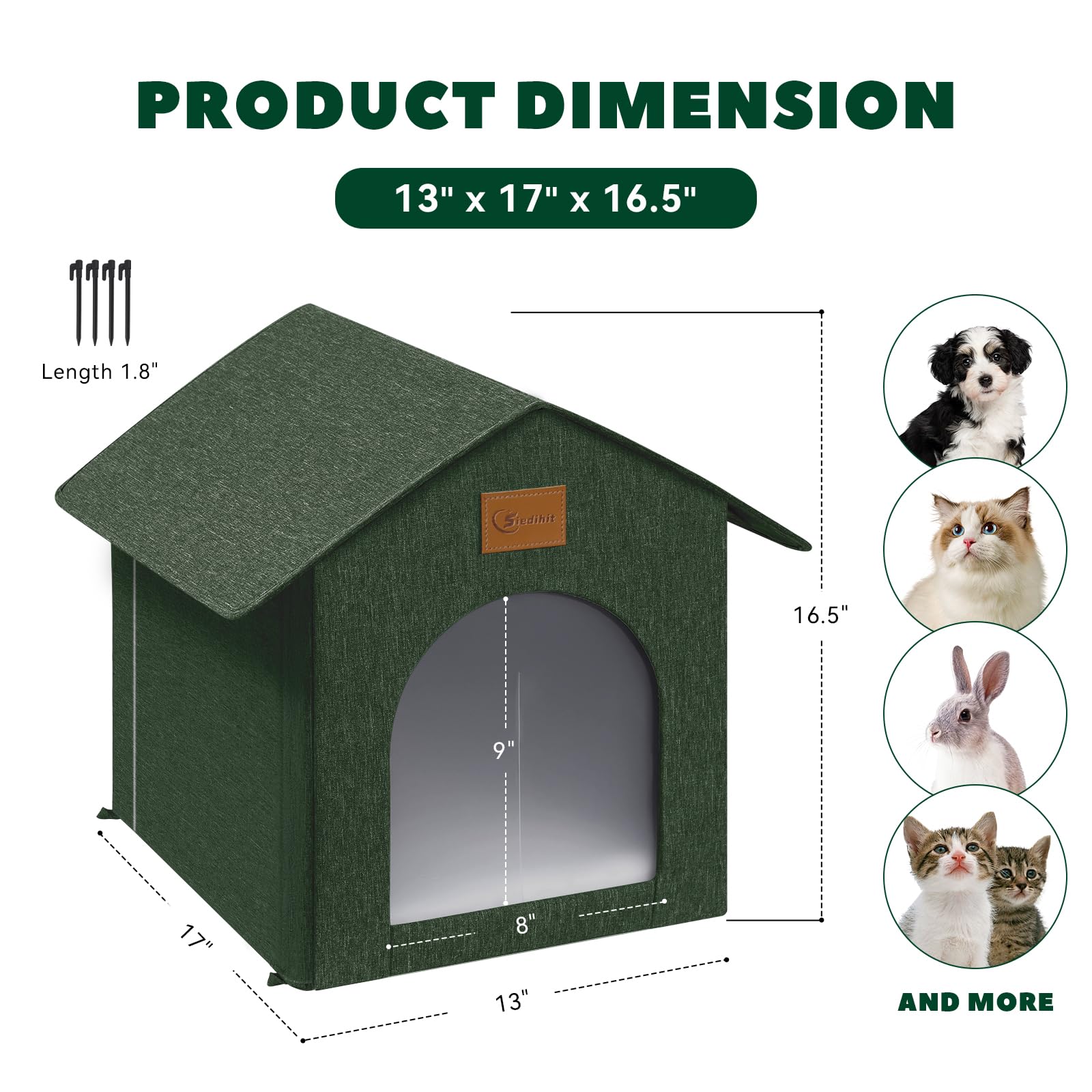Siedihit outdoor cat house floor spikes image demonstrates elevated footprint for outdoor stability.