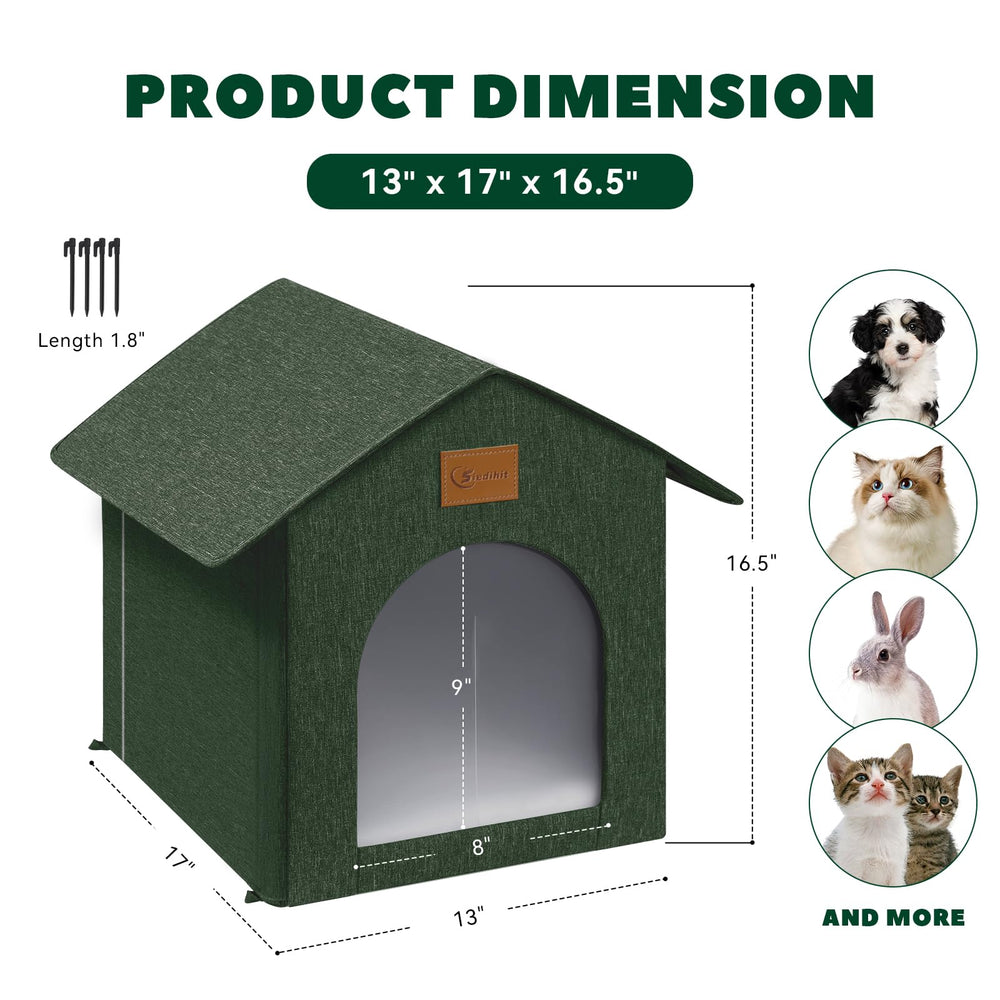 Siedihit outdoor cat house floor spikes image demonstrates elevated footprint for outdoor stability.