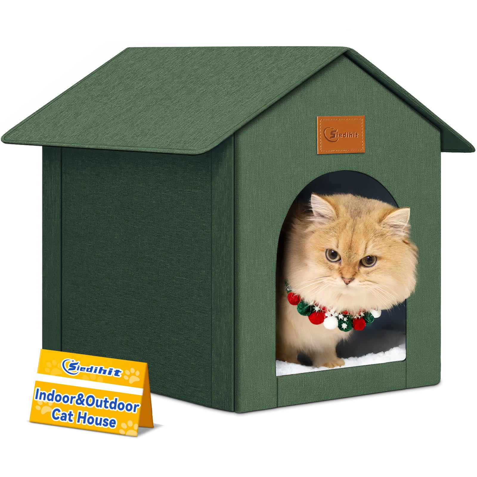 Siedihit outdoor cat house front view shows weatherproof shelter for outdoor cats.
