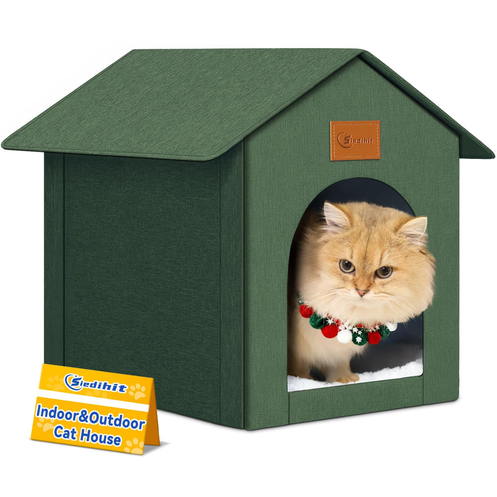 Siedihit outdoor cat house front view shows weatherproof shelter for outdoor cats.