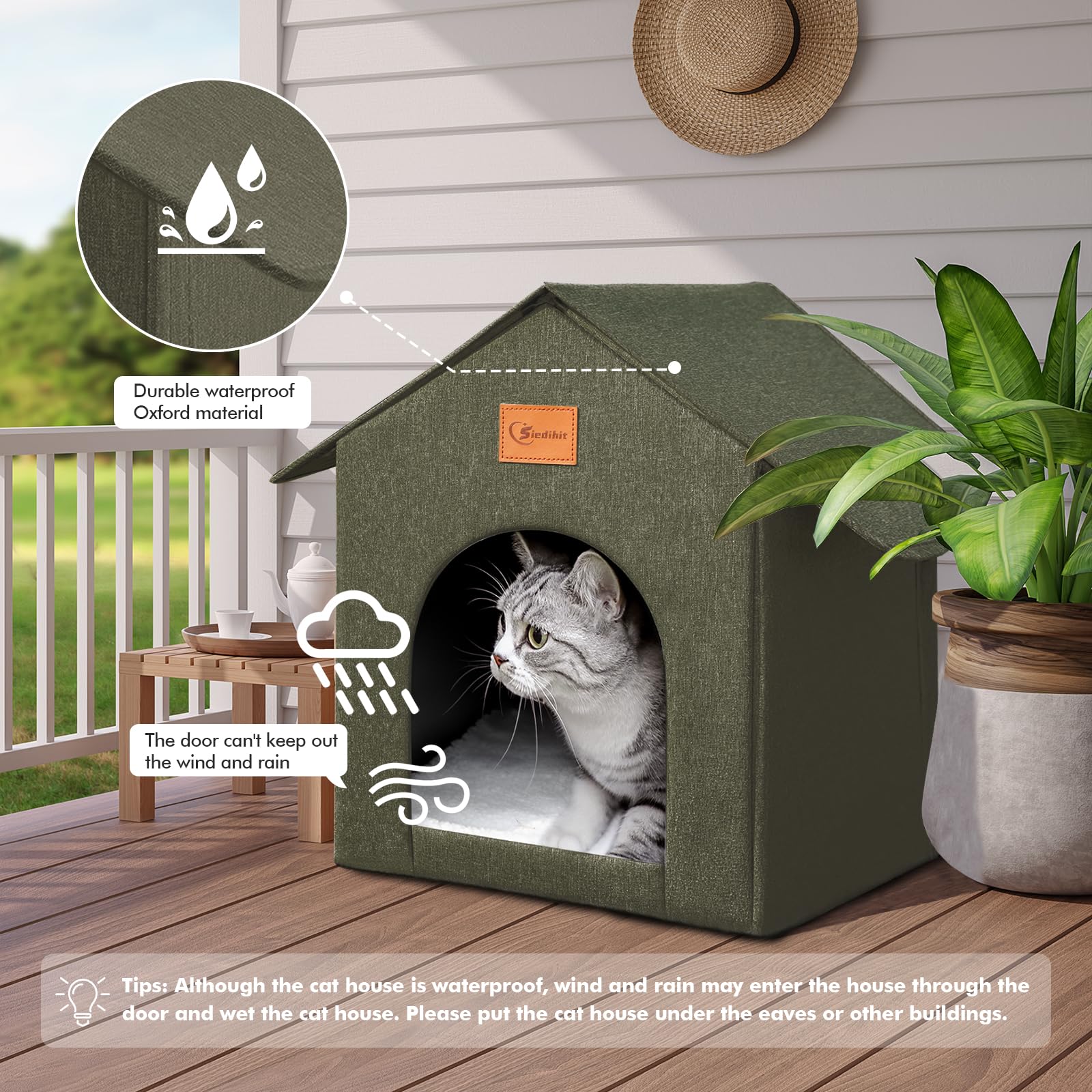 Siedihit indoor use scenario demonstrates a compact cat cave for home spaces.
