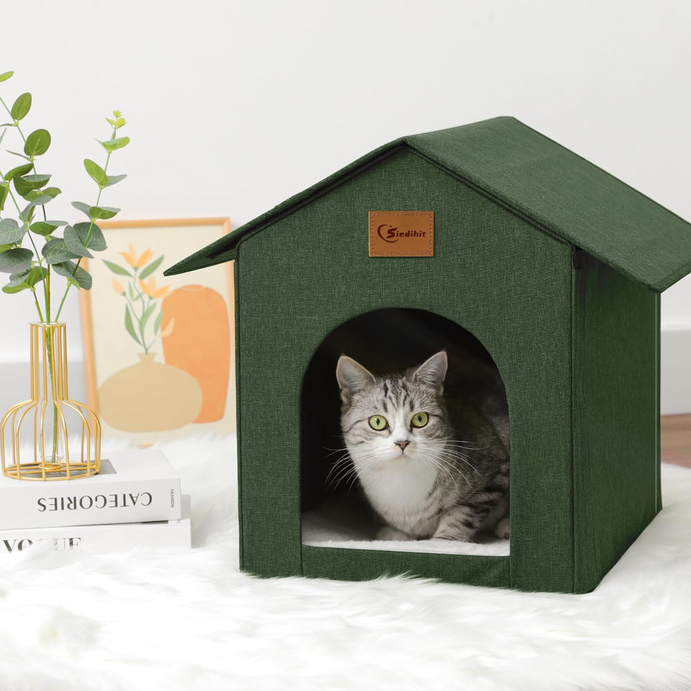 Siedihit olive-green shelter complements indoor and outdoor setups.