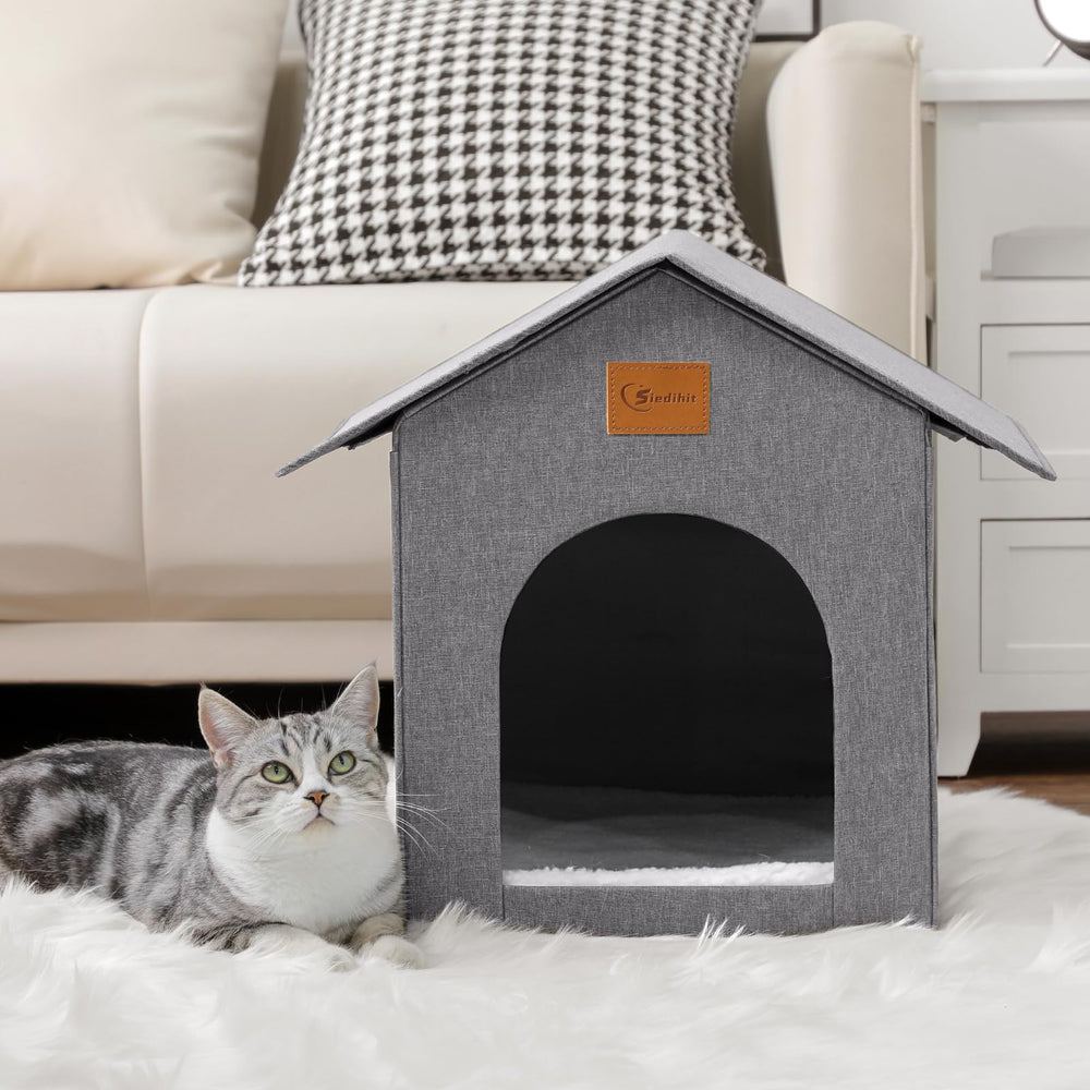 Siedihit Outdoor Cat House under-eaves placement blocks wind and rain