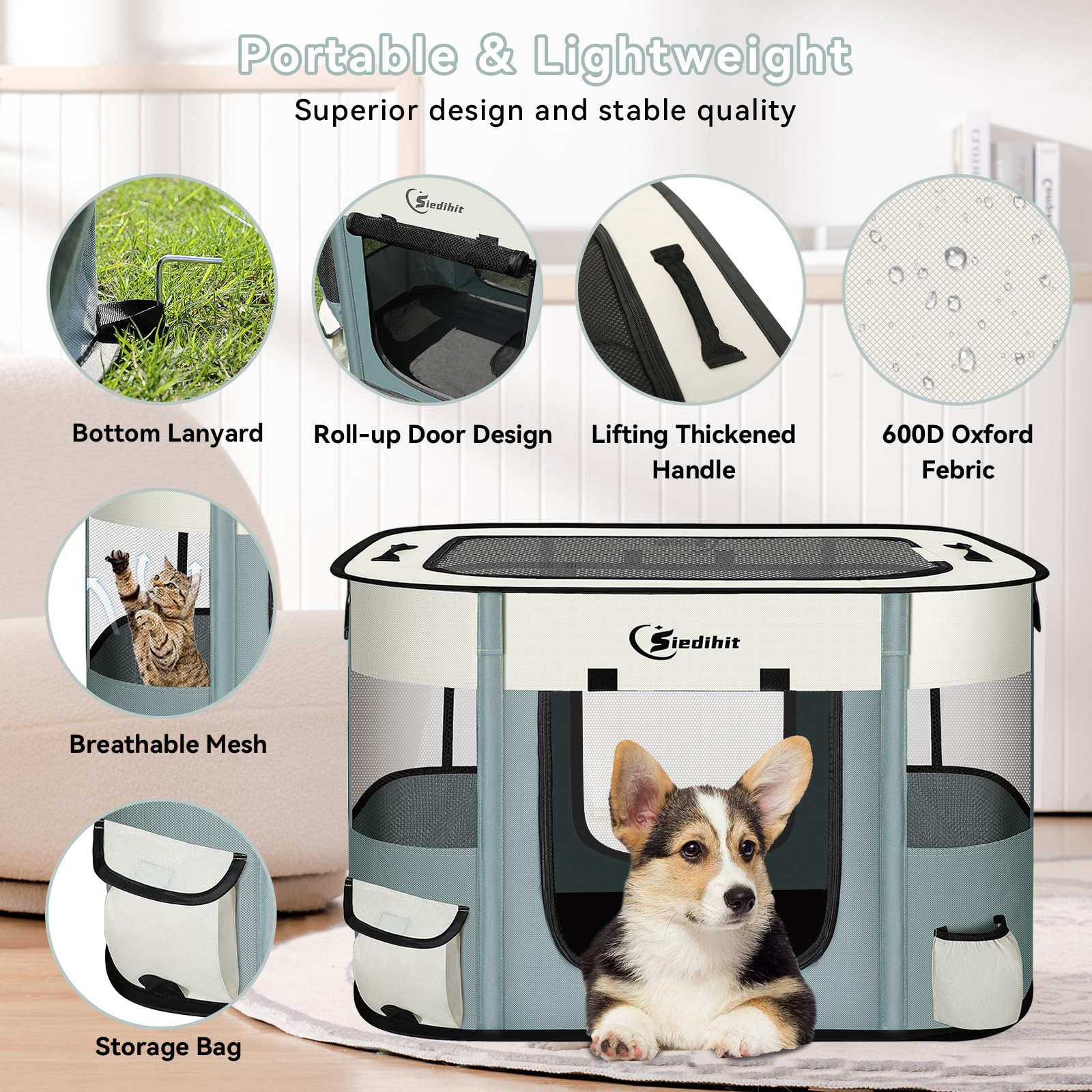 Siedihit playpen durable fabric withstands daily use offering reliable containment during travel or home rest