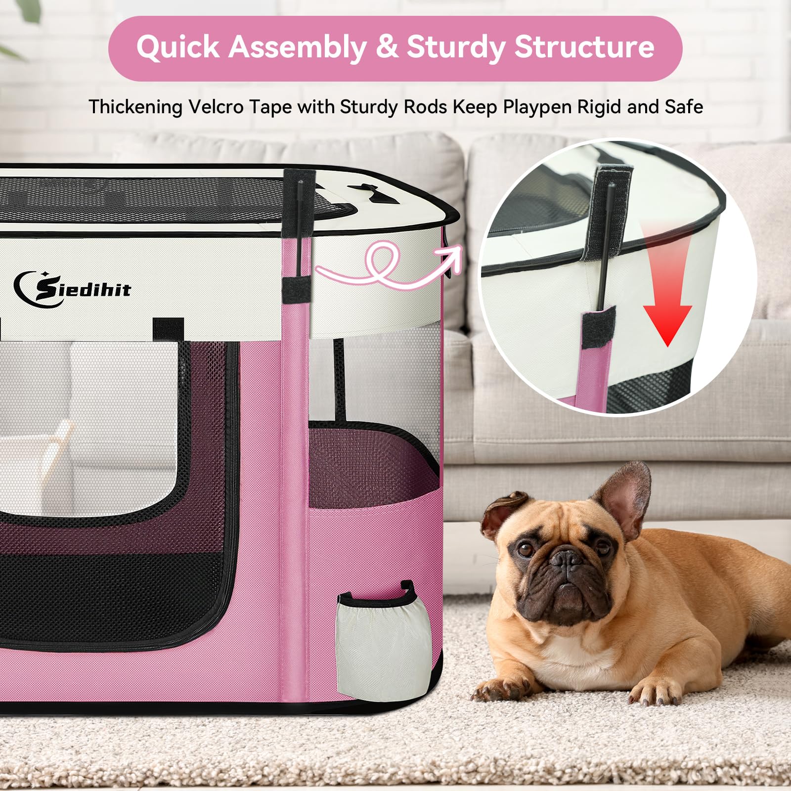 Siedihit playpen medium-size dogs ready for indoor or outdoor use.