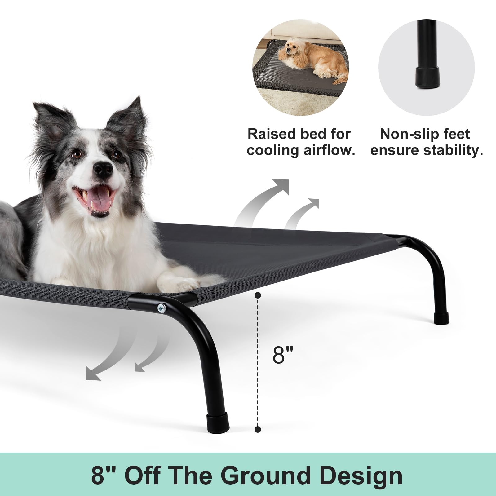 Siemour indoor-outdoor use durable pet cot in grey for versatile spaces.