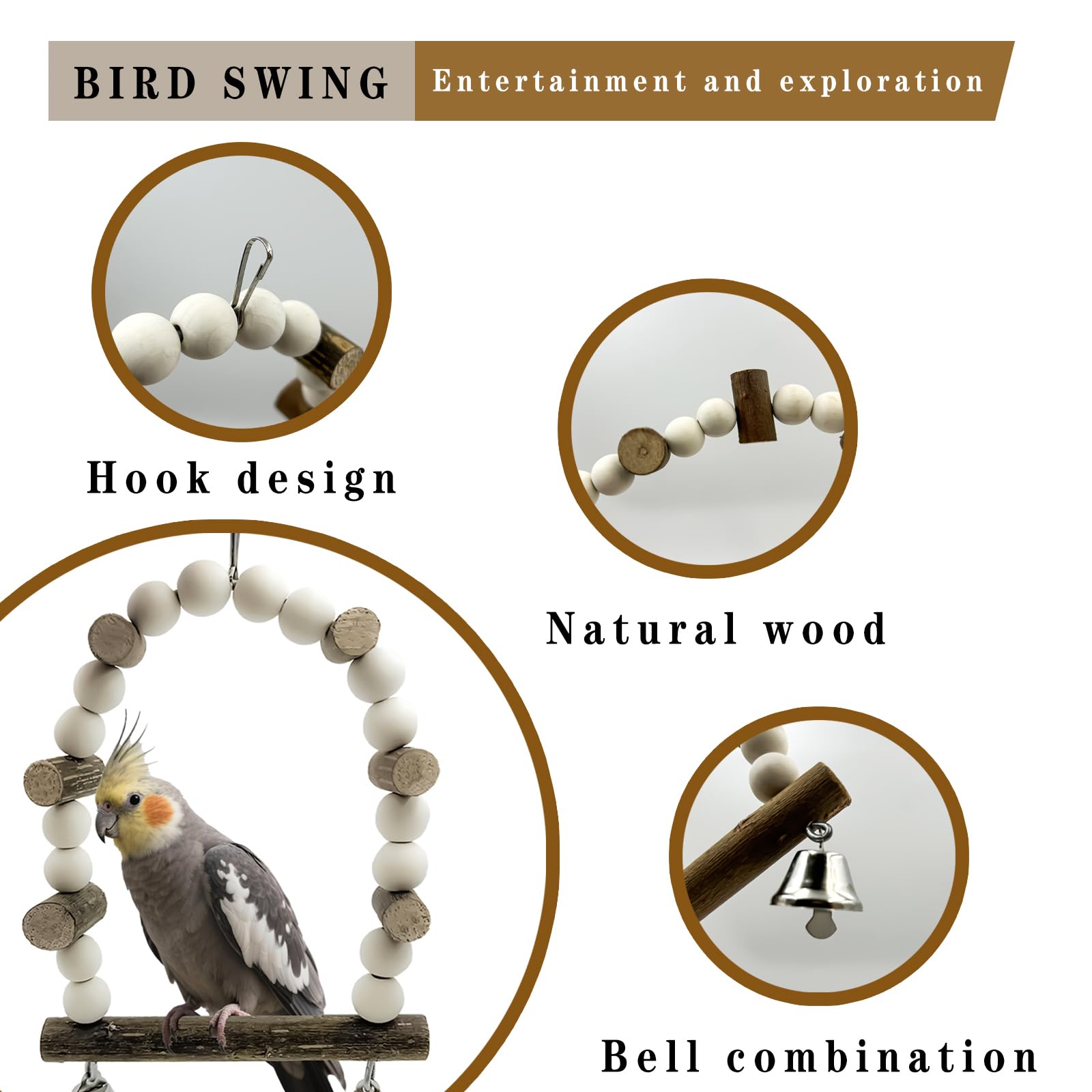 Sienle square wooden platform perch provides stable surface for perched birds