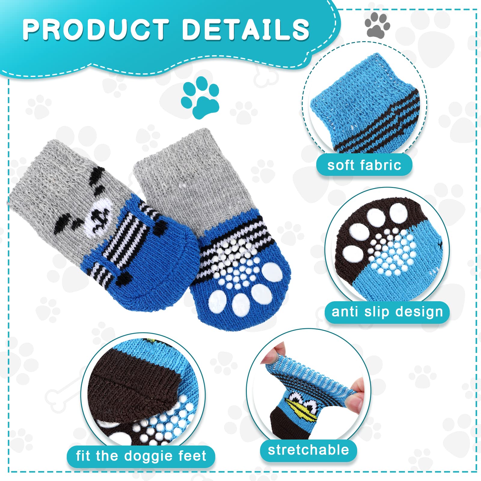 Sieral dog socks bear-pattern makes dressing up easy and comfy for small pets.