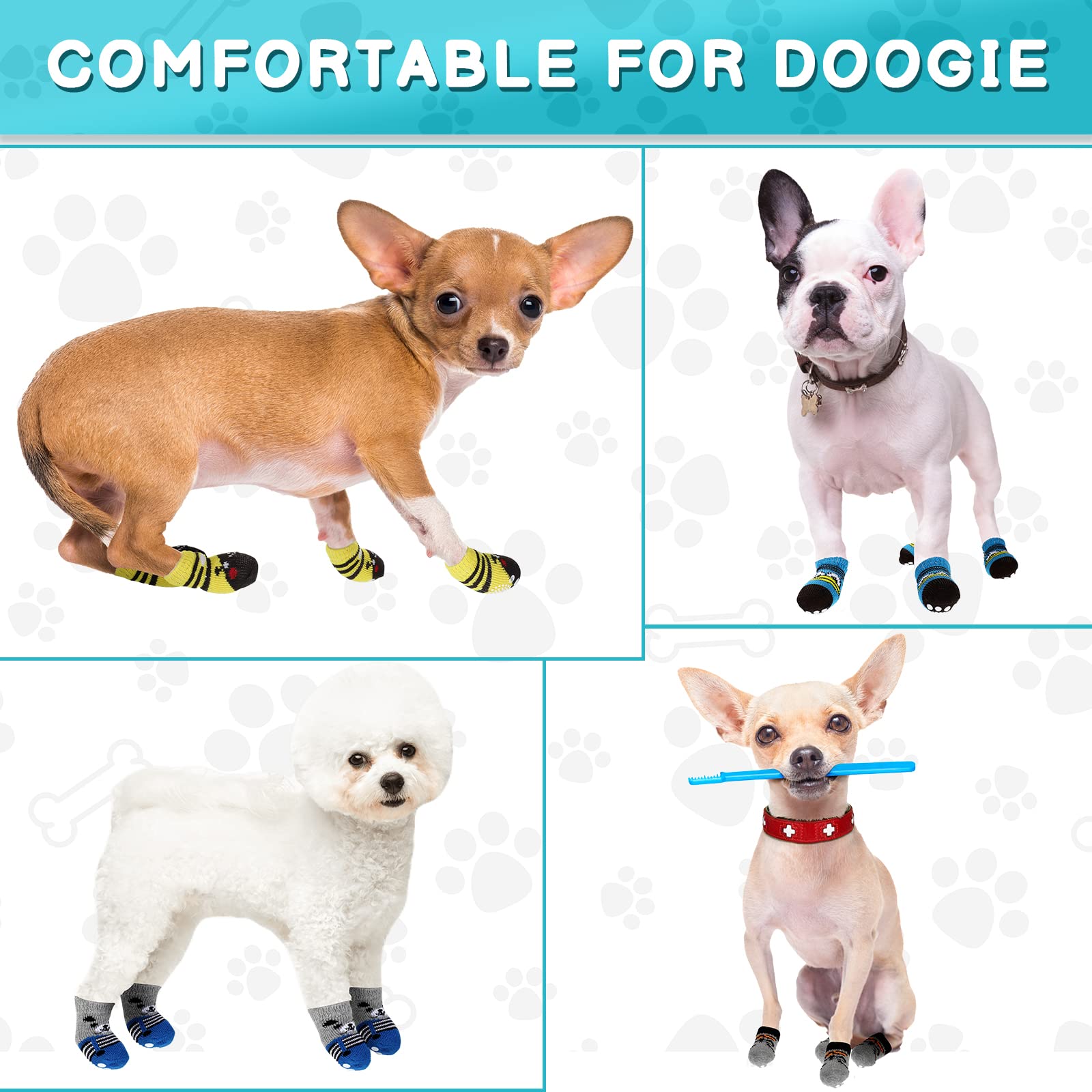 Sieral dog socks soft cotton material keeps paws breathable and cozy indoors.