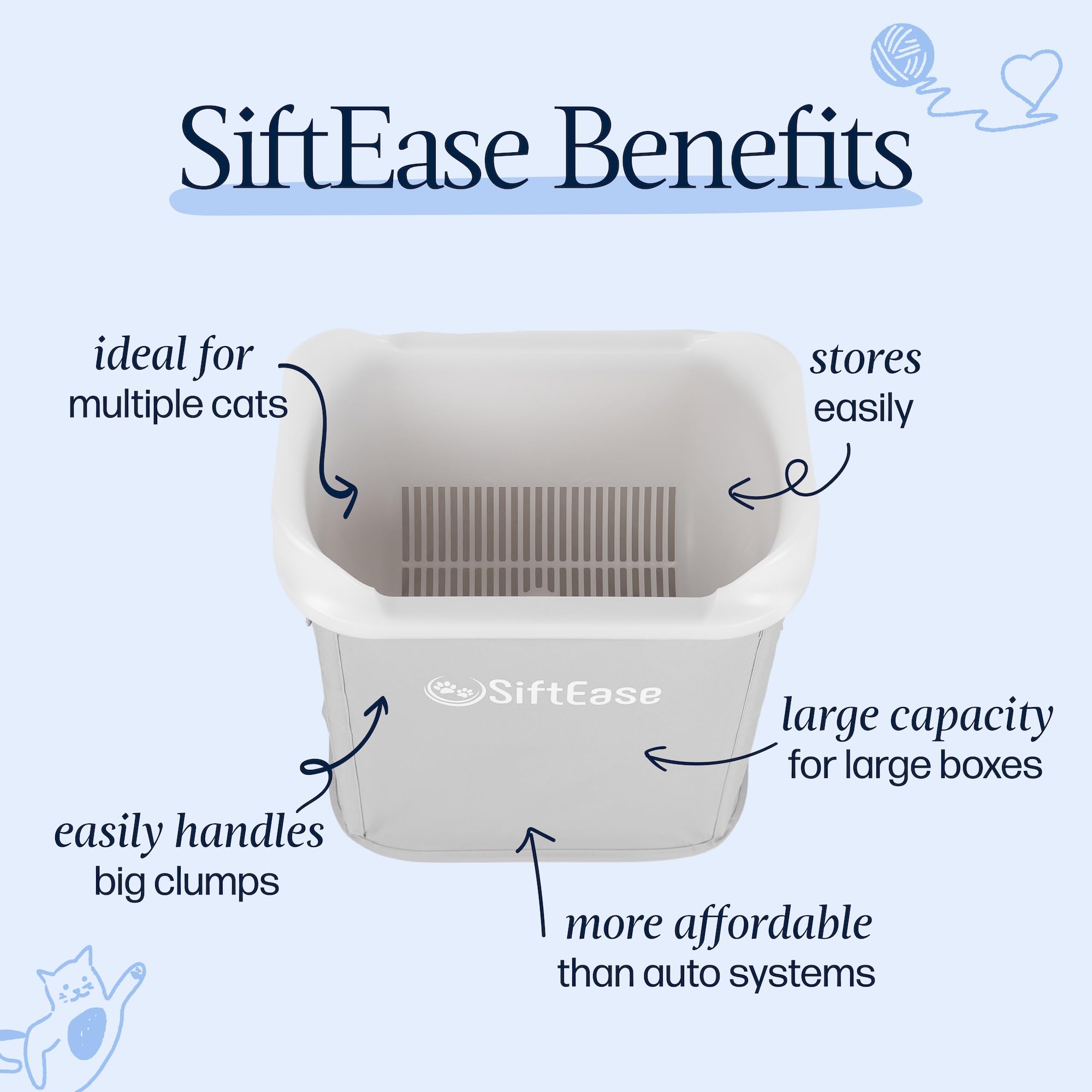 SiftEase multi-cat cleaning setup illustrates efficient workflow