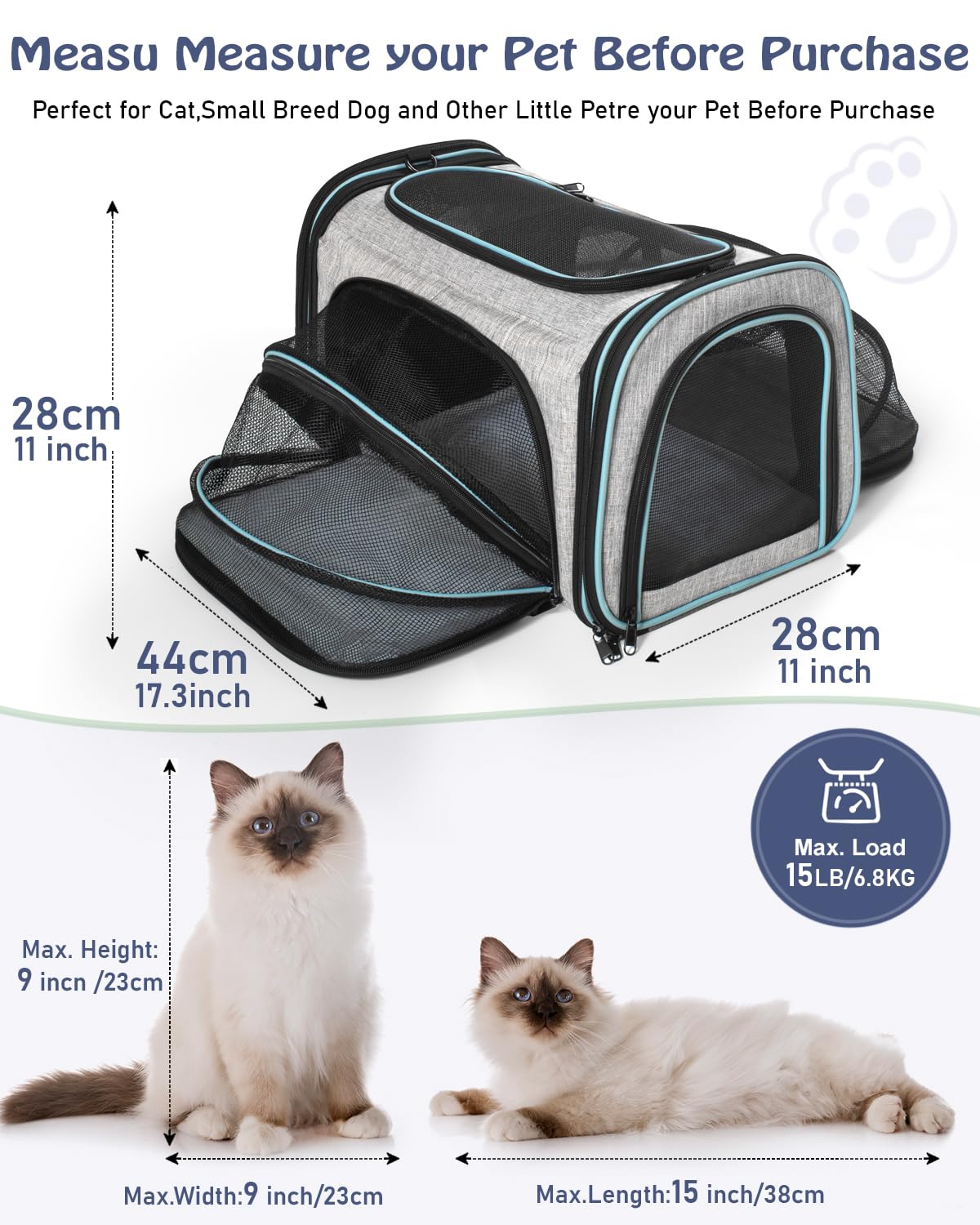 Siivton Cat Carrier shows removable fleece pad for easy cleaning and comfort.