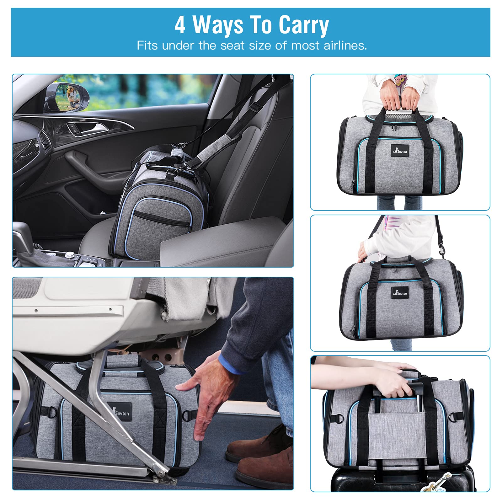 Siivton pet carrier interior dimensions highlighting generous travel space