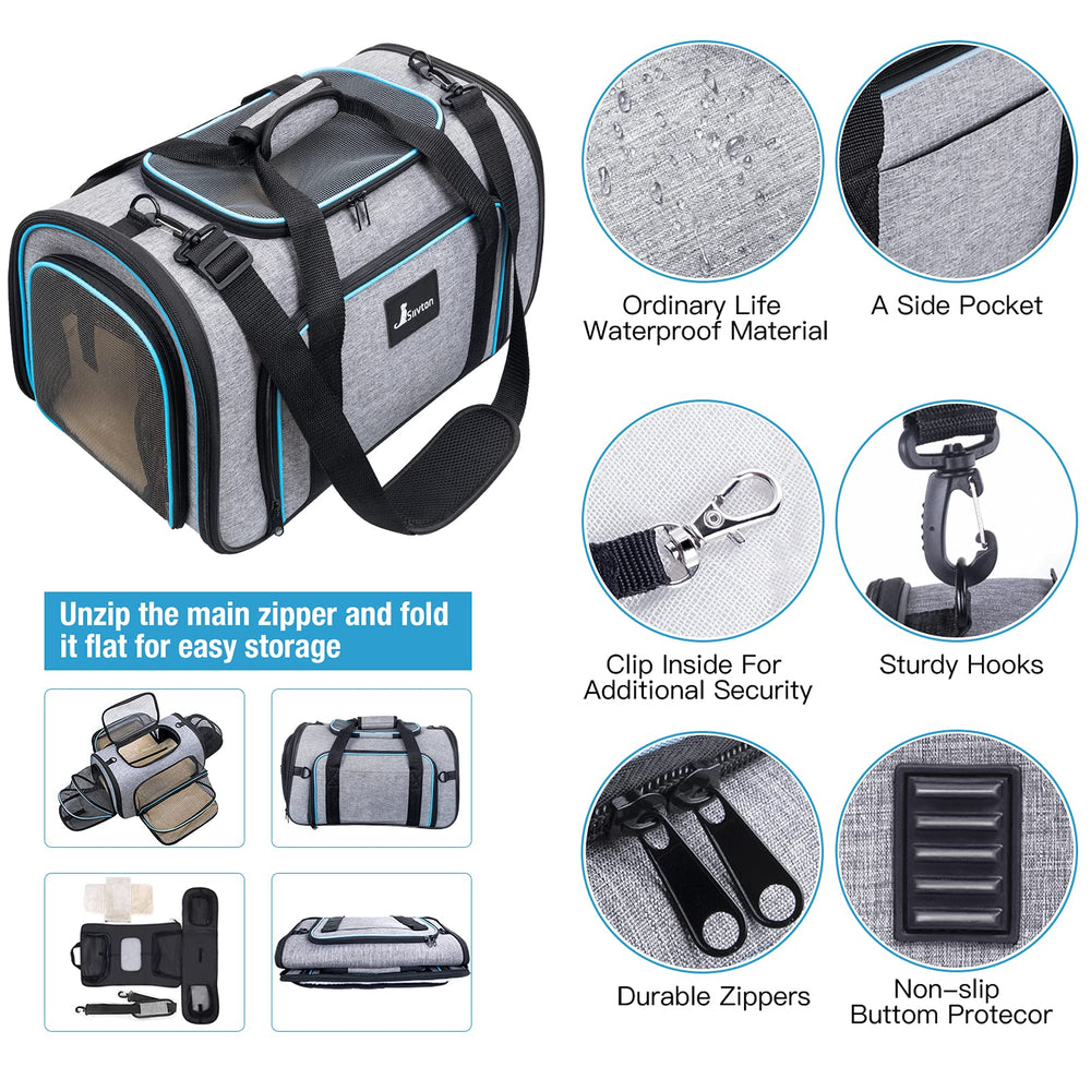 Siivton pet carrier fits pets up to 20 lbs for safe travel